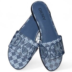 DKNY Women's Denim Blue Slide Sandals - Size 10